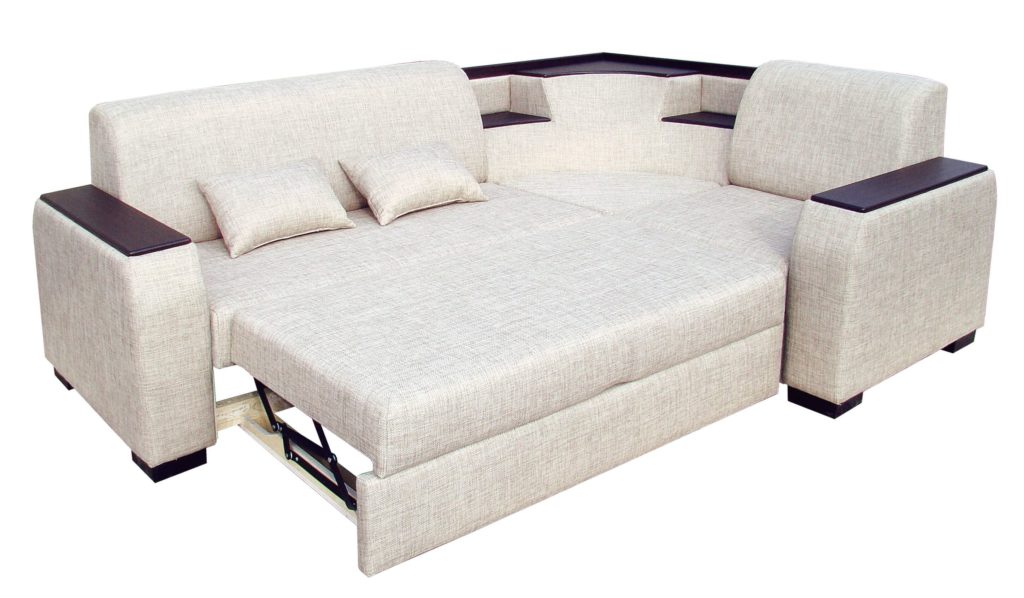 Модульный диван с переставной оттоманкой в разложенном виде