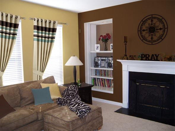 Коричневый диван в интерьере (44)