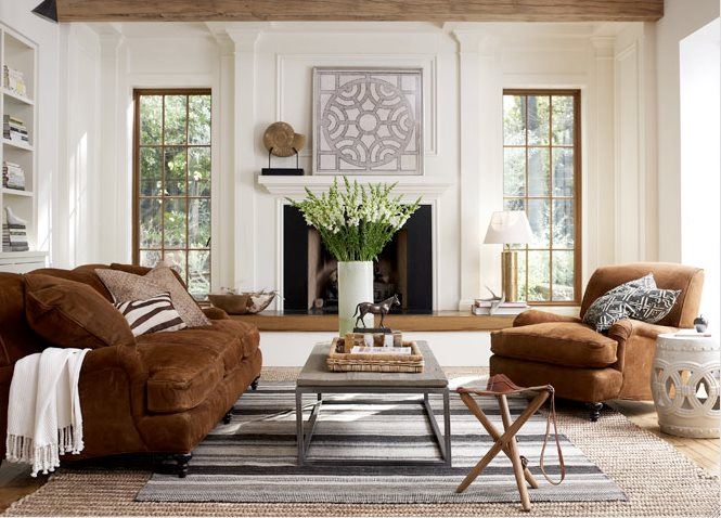 Коричневый диван в интерьере (7)