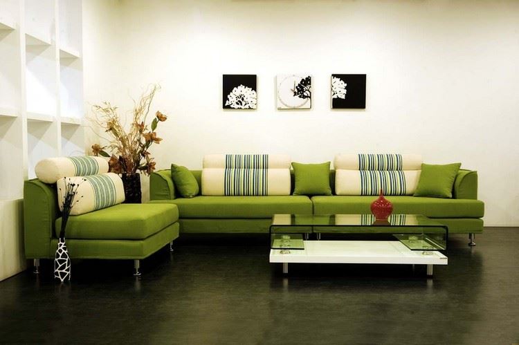 Модульный диван и кресло зелёного цвета