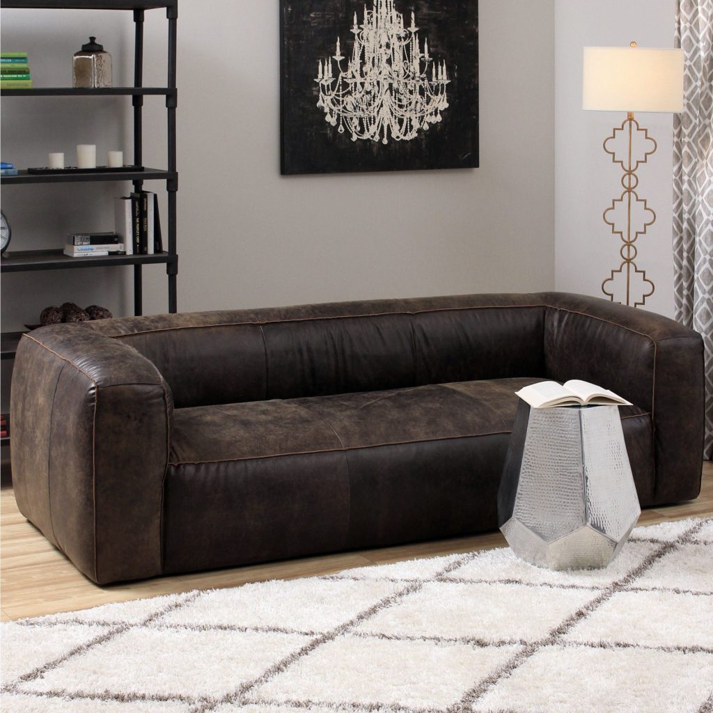 Прямой темно-коричневый диван 