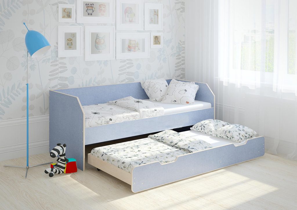 Кровать для двоих детей с независимым выкатным нижним спальным местом