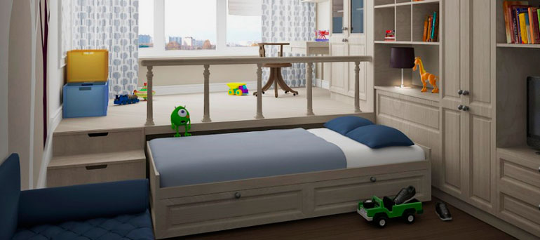 Выдвижная кровать в детской комнате