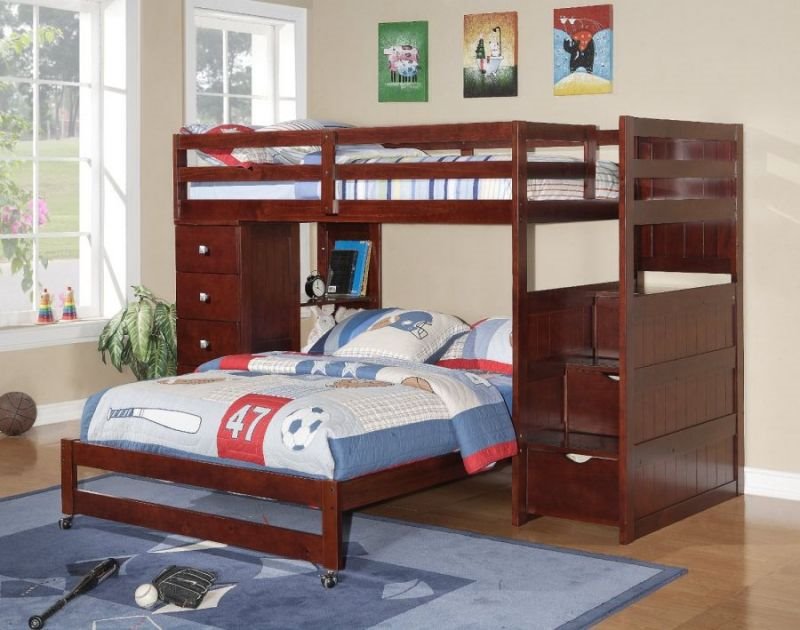 Двухъярусная кровать для детей с диваном внизу (19)