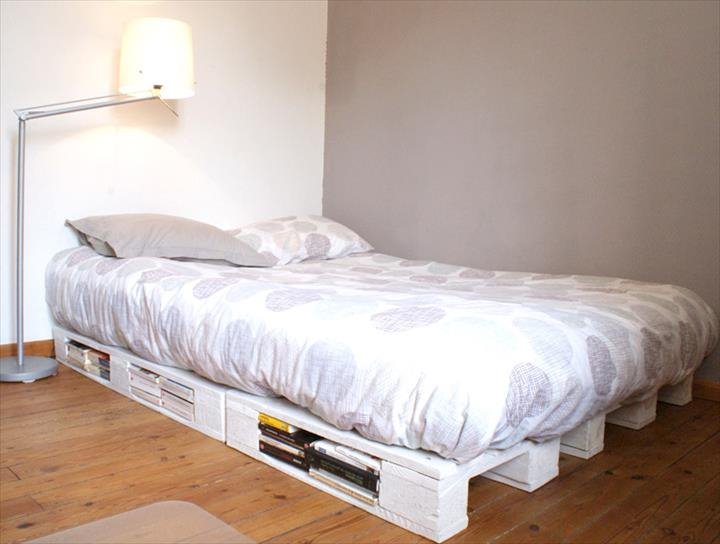 Фото кровати из паллет в интерьере комнаты