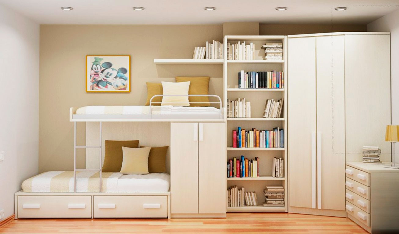 детская с угловым шкафом и двухъярусной