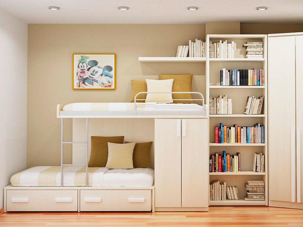 Двухэтажная кровать с книжным шкафом