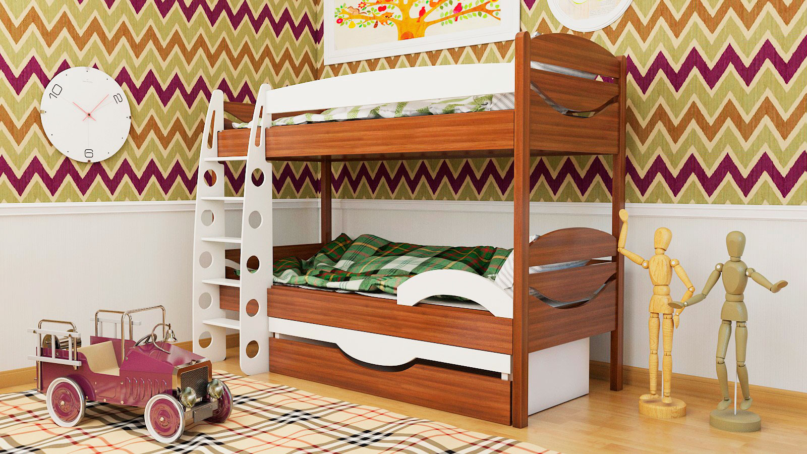 Дизайн двухъярусной кровати для подростков