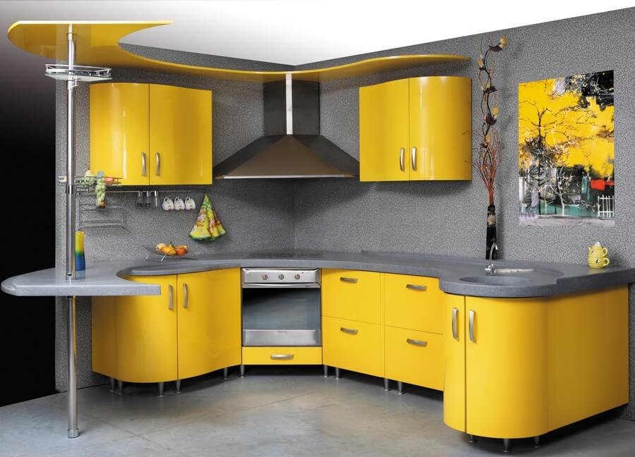 Фото кухонного гарнитура с радиусными шкафами