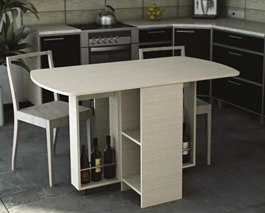 Компактный кухонный стол для маленькой кухни со стульями