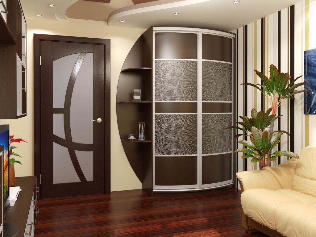 Дизайн комнаты с радиусным шкафом